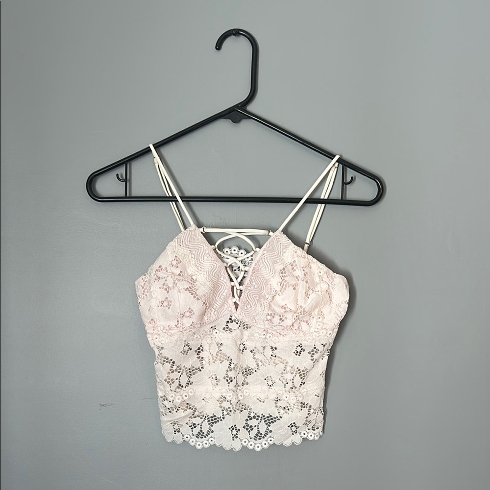 Guess - Elegant Lace Women’s Top Baby Pink